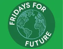 "Fridays for Future" Logo: grüner Kreis mit stilisierter Weltkugel.